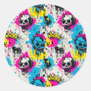 Graffiti-Muster mit Neon Colors und Urban Grunge Runder Aufkleber