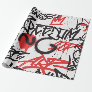 Graffiti-nahtloses Muster in Schwarz und Rot i Geschenkpapier