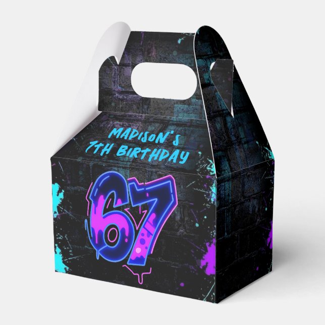 Graffiti Neon Sechs Sieben Geburtstagsgeschenkbox Geschenkschachtel (Vorderseite)
