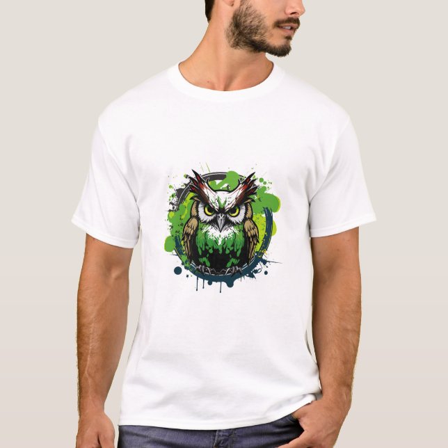 Graffiti Paint Owl Bird Creative Art Malerei T-Shirt (Vorderseite)