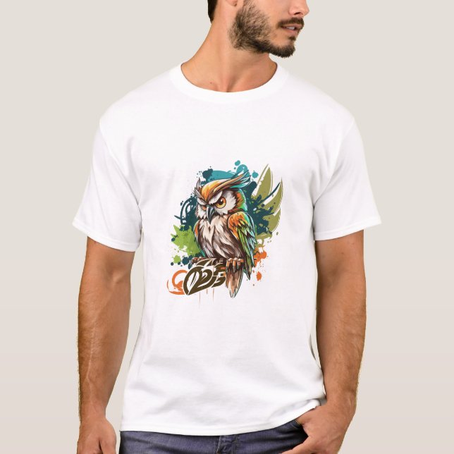 Graffiti Paint Owl Bird Creative Art Malerei T-Shirt (Vorderseite)