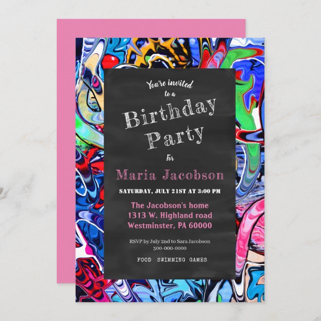 Graffiti-Party Einladung (Vorne/Hinten)