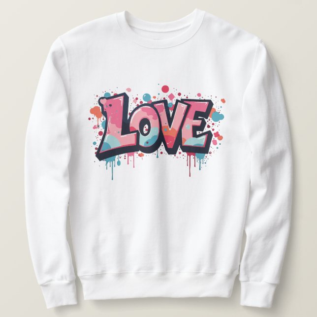 Graffiti Pastel Liebe Bombe Sweatshirt (Design vorne)