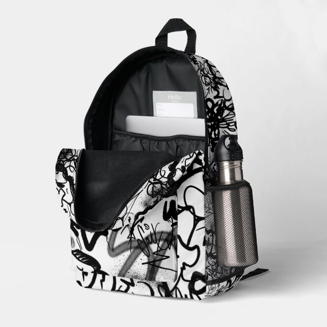 Graffiti Pattern Bedruckter Rucksack (Rückseitige Ecke links (Offen) )