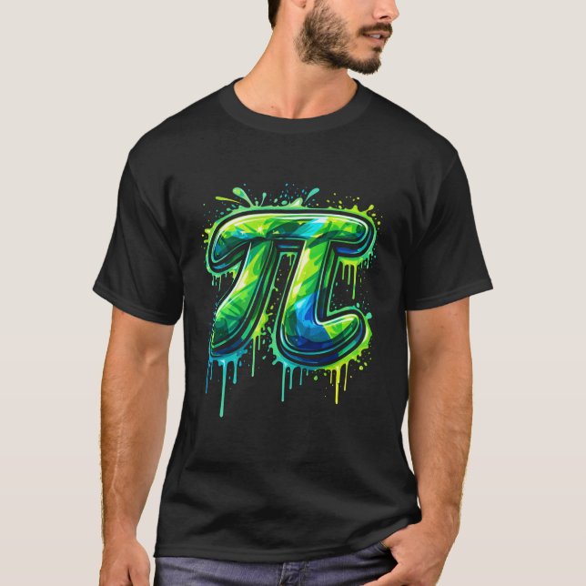 Graffiti-Pi-Symbol-Sprayfarbe-Mathe-Nerd-Grafik T-Shirt (Vorderseite)