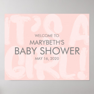 Graffiti Pink Baby Dusche Begrüßungszeichen Poster