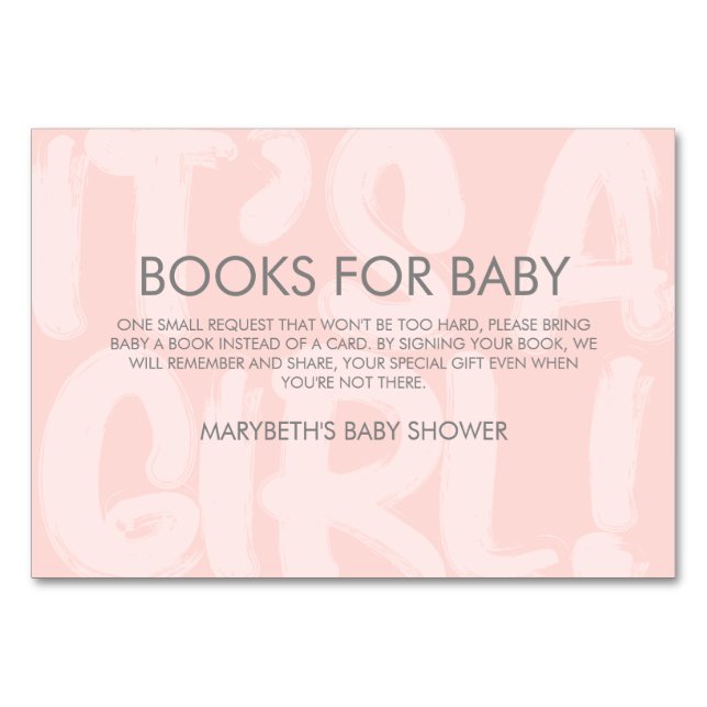 Graffiti Pink Babydusche mit Buchungsanfrage Tischnummer (Vorderseite)