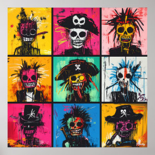 Graffiti-Piratengestalten in fetten, lebendigen St Poster