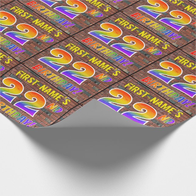 Graffiti Rainbow Look 22ND GEBURTSTAG! & INDIVIDUE Geschenkpapier (Ecke)