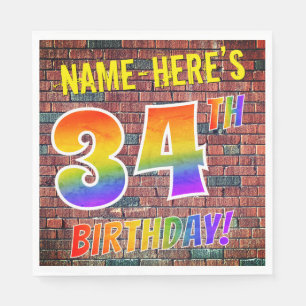 Graffiti Rainbow Look 34. GEBURTSTAG! + INDIVIDUEL Serviette