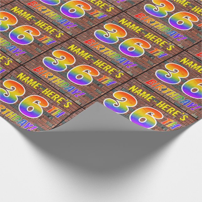 Graffiti Rainbow Look 36. GEBURTSTAG! & INDIVIDUEL Geschenkpapier (Ecke)