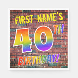 Graffiti Rainbow Look 40. GEBURTSTAG! + INDIVIDUEL Serviette