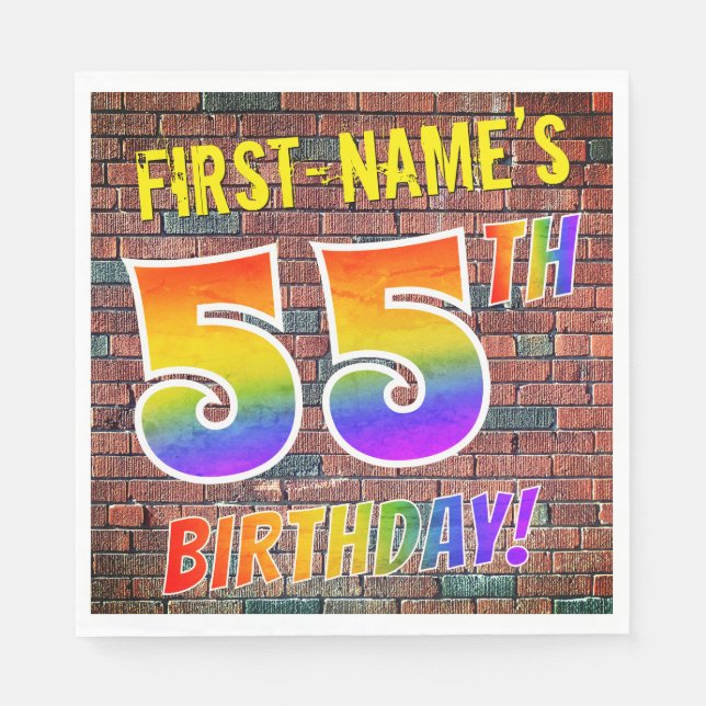 Graffiti Rainbow Look 55. GEBURTSTAG! + INDIVIDUEL Serviette (Vorderseite)