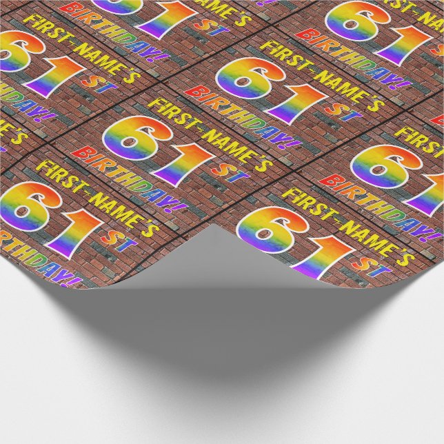 Graffiti Rainbow Look 61. GEBURTSTAG! & INDIVIDUEL Geschenkpapier (Ecke)