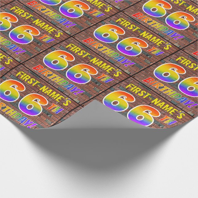 Graffiti Rainbow Look 66. GEBURTSTAG! & INDIVIDUEL Geschenkpapier (Ecke)