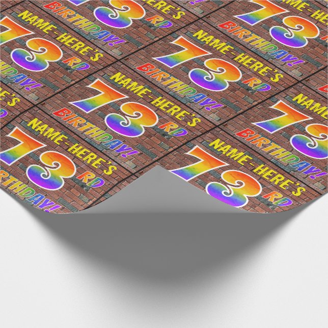 Graffiti Rainbow Look 73RD GEBURTSTAG! & INDIVIDUE Geschenkpapier (Ecke)