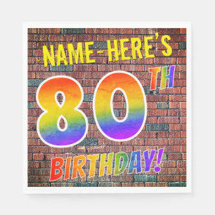 Graffiti Rainbow Look 80. GEBURTSTAG! + INDIVIDUEL Serviette