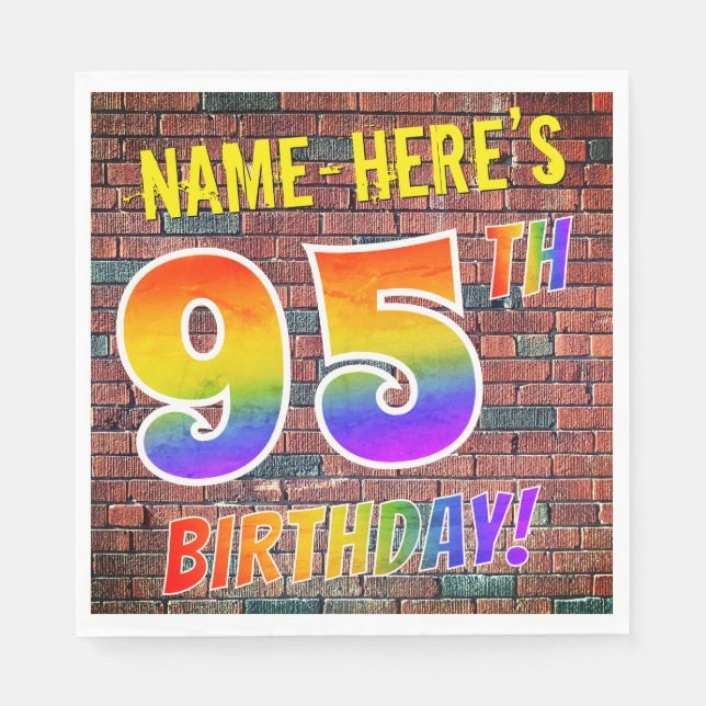 Graffiti Rainbow Look 95. GEBURTSTAG! + INDIVIDUEL Serviette (Vorderseite)