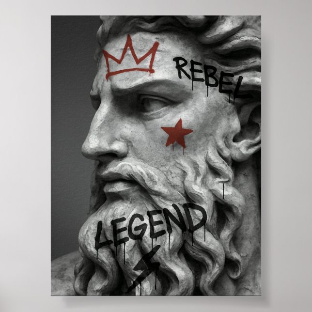Graffiti Rebel King Bust mit Krone Poster (Vorne)