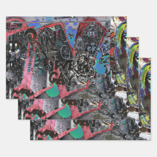 Graffiti Red Black Letters Urban Street Wall Art Geschenkpapier Set