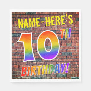 Graffiti-Regenbogen-Blick 10. GEBURTSTAG! + Serviette