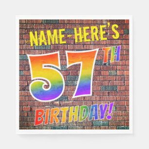 Graffiti-Regenbogen-Blick 57. GEBURTSTAG! + Serviette