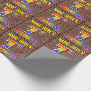 Graffiti-Regenbogen-Blick 7. GEBURTSTAG! U. Geschenkpapier