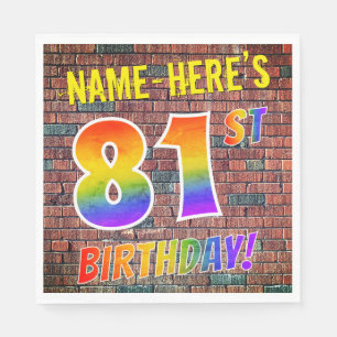 Graffiti-Regenbogen-Blick 81. GEBURTSTAG! + Serviette
