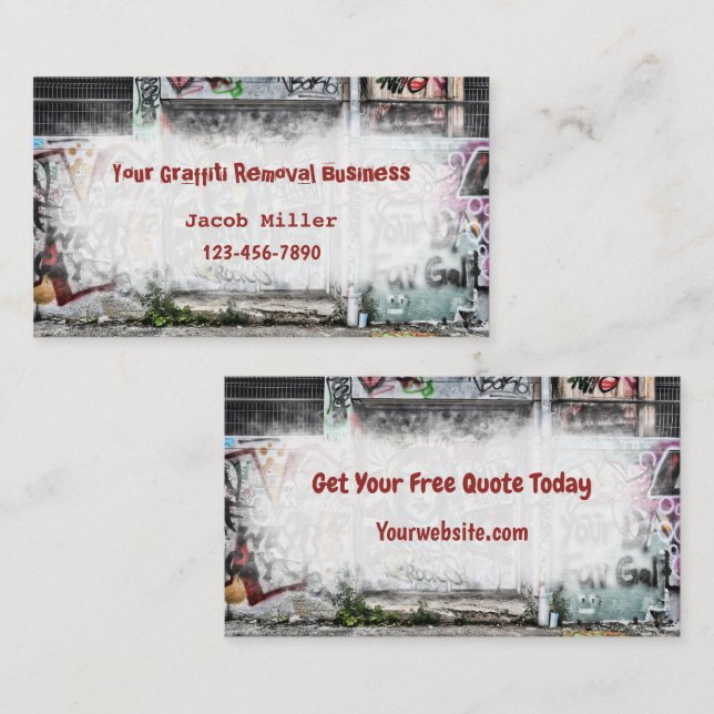 Graffiti Removal Services Kreativ Cool einzigartig Visitenkarte (Vorne/Hinten)