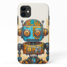 GRAFFITI-ROBOTER BLAU GOLD FUTURISTISCH VINTAGE
