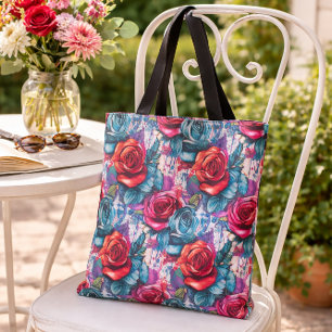 Graffiti Rose Rot & Blau Städtische Kunst Design