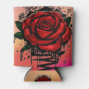 Graffiti-Rote Rose tropft Rosa Orange Gelb Vibrant Dosenkühler