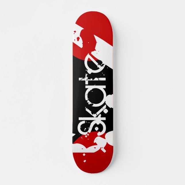 Graffiti-rotes, schwarzes u. weißes skateboard (Vorne)