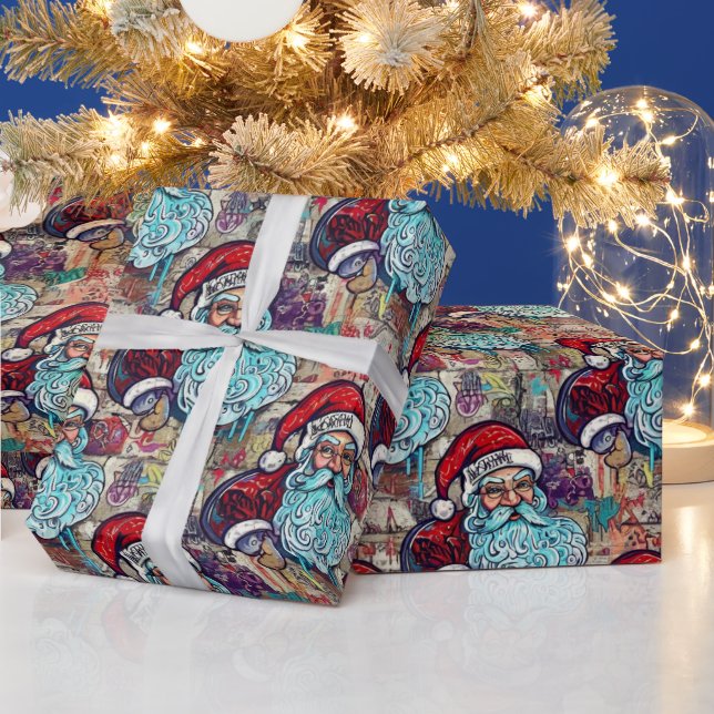 Graffiti Santa Christmas Wrapping Paper Geschenkpapier (Feiertage)