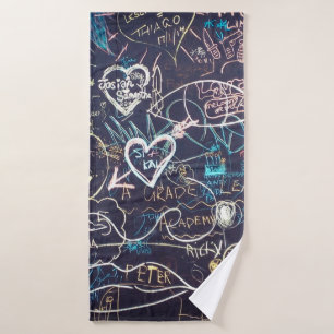 Graffiti Schalkboard Liebe Badehandtuch