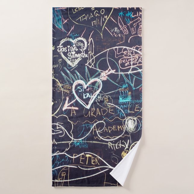 Graffiti Schalkboard Liebe Badehandtuch (Badehandtuch)