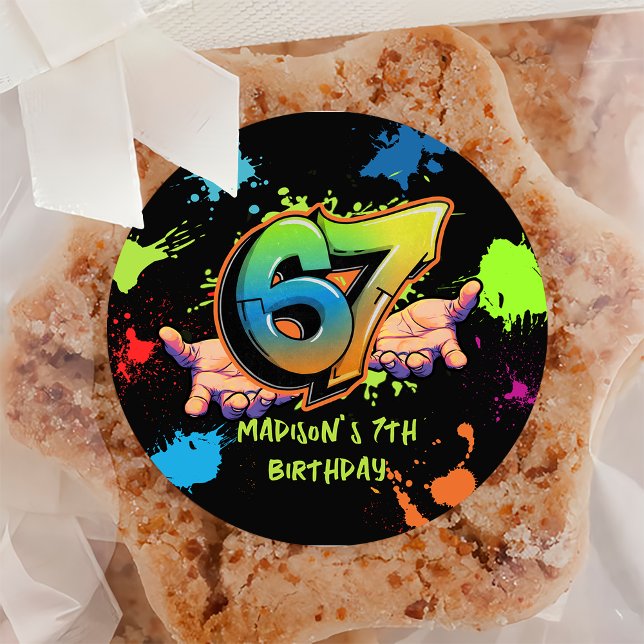 Graffiti Six Seven Kids 7. Geburtstag Aufkleber (Von Creator hochgeladen)