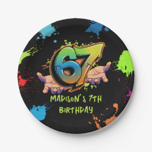 Graffiti Six Seven Kids 7. Geburtstag Papierplatte Pappteller