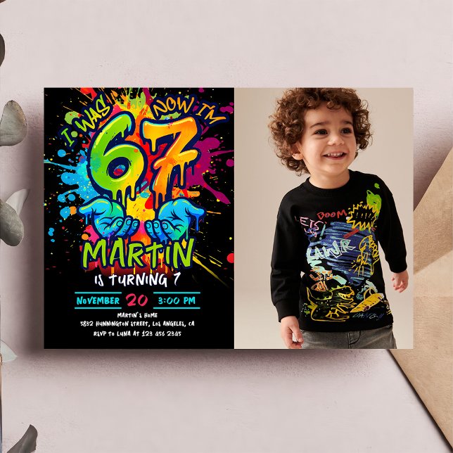Graffiti Six Seven Kids Birthday Invitation Einladung (Von Creator hochgeladen)