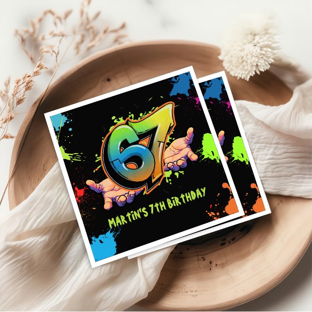Graffiti Six Seven Kids Birthday Napkins Serviette (Von Creator hochgeladen)