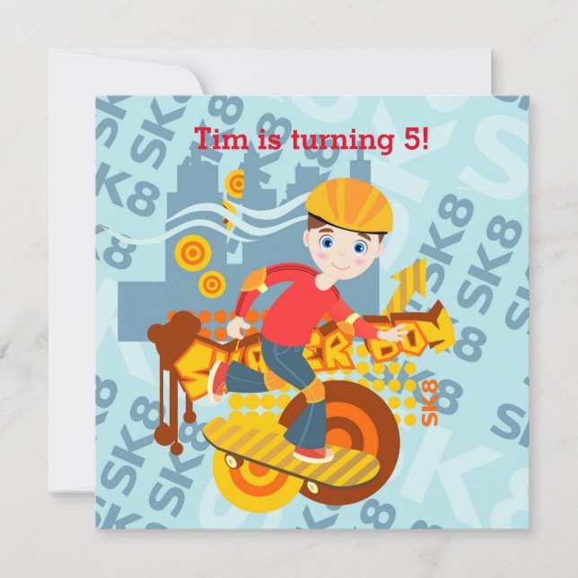 Graffiti Skateboard Kind Geburtstagsparty Einladung (Vorderseite)