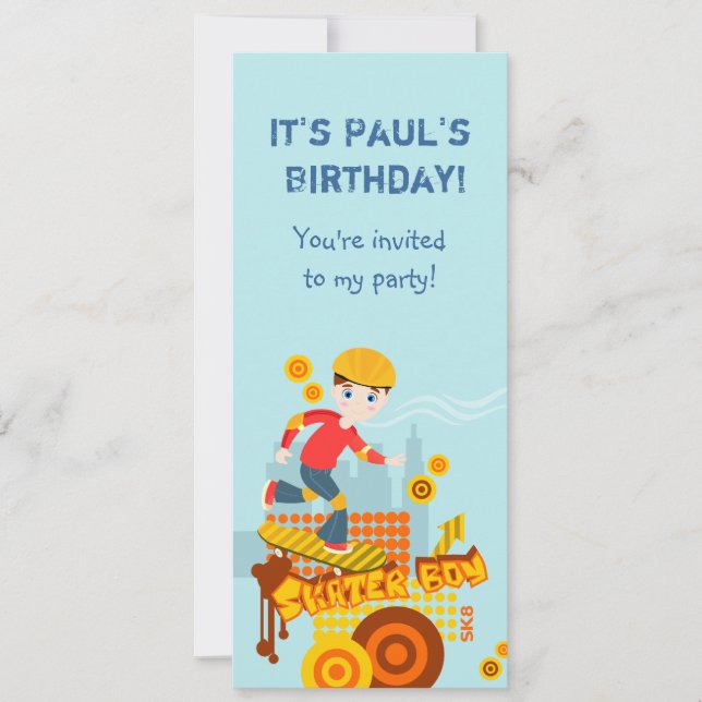 Graffiti Skateboard Kind Geburtstagsparty Einladung (Vorderseite)