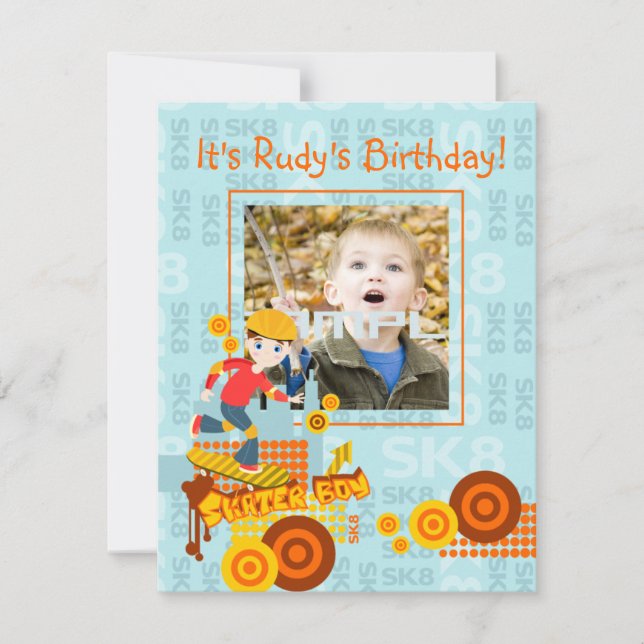 Graffiti Skateboard Kind Geburtstagsparty Einladung (Vorderseite)