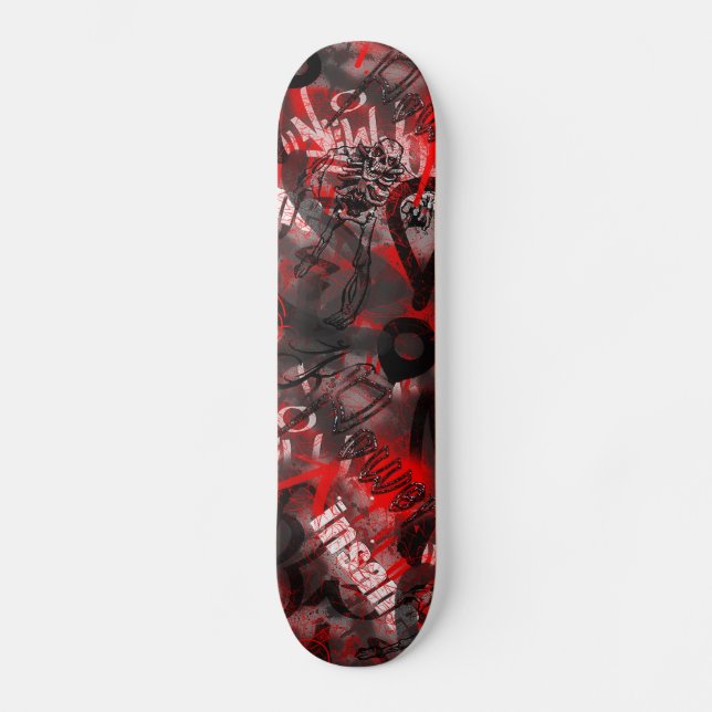 Graffiti-Skateboard (Rot/Schwarzes) Skateboard (Vorderseite)