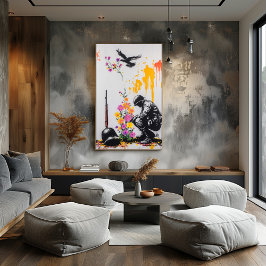 Graffiti Soldier & Blume - Friedliche Protestkunst Poster