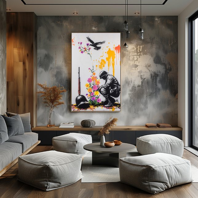 Graffiti Soldier & Blume - Friedliche Protestkunst Poster (Von Creator hochgeladen)