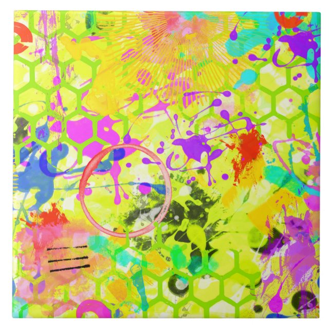 Graffiti Sommer Abstrakt 1 Fliese (Vorderseite)