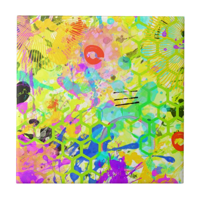 Graffiti Sommer Abstrakt 2 Fliese (Vorderseite)