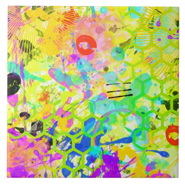 Graffiti Sommer Abstrakt 2 Fliese (Vorderseite)