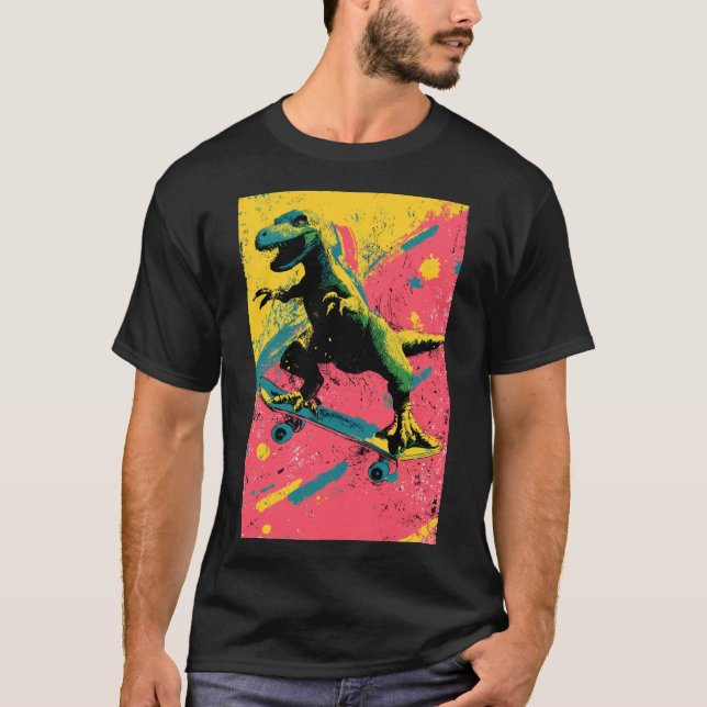 Graffiti Splatter T-Rex Skater T-Shirt (Vorderseite)